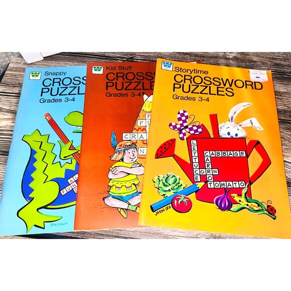Vtg Kids Crossword Puzzle Books Whitman Unused Color Books Activity Children - Picture 1 of 8